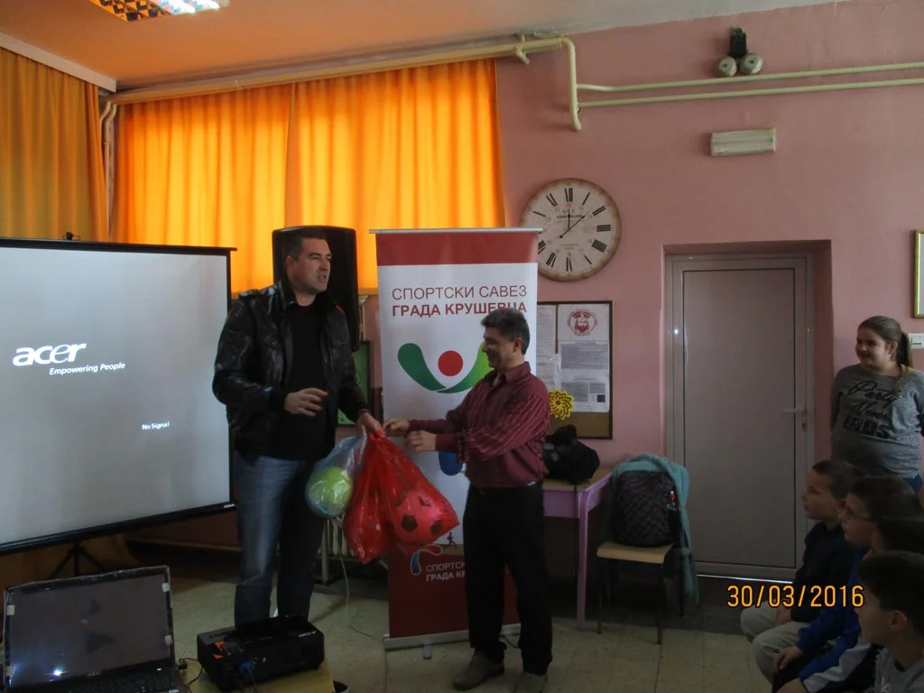 30.03.2016. u OŠ"Knez Lazar" održana akcija Sportskog saveza grada Kruševca "U sport iz baze"