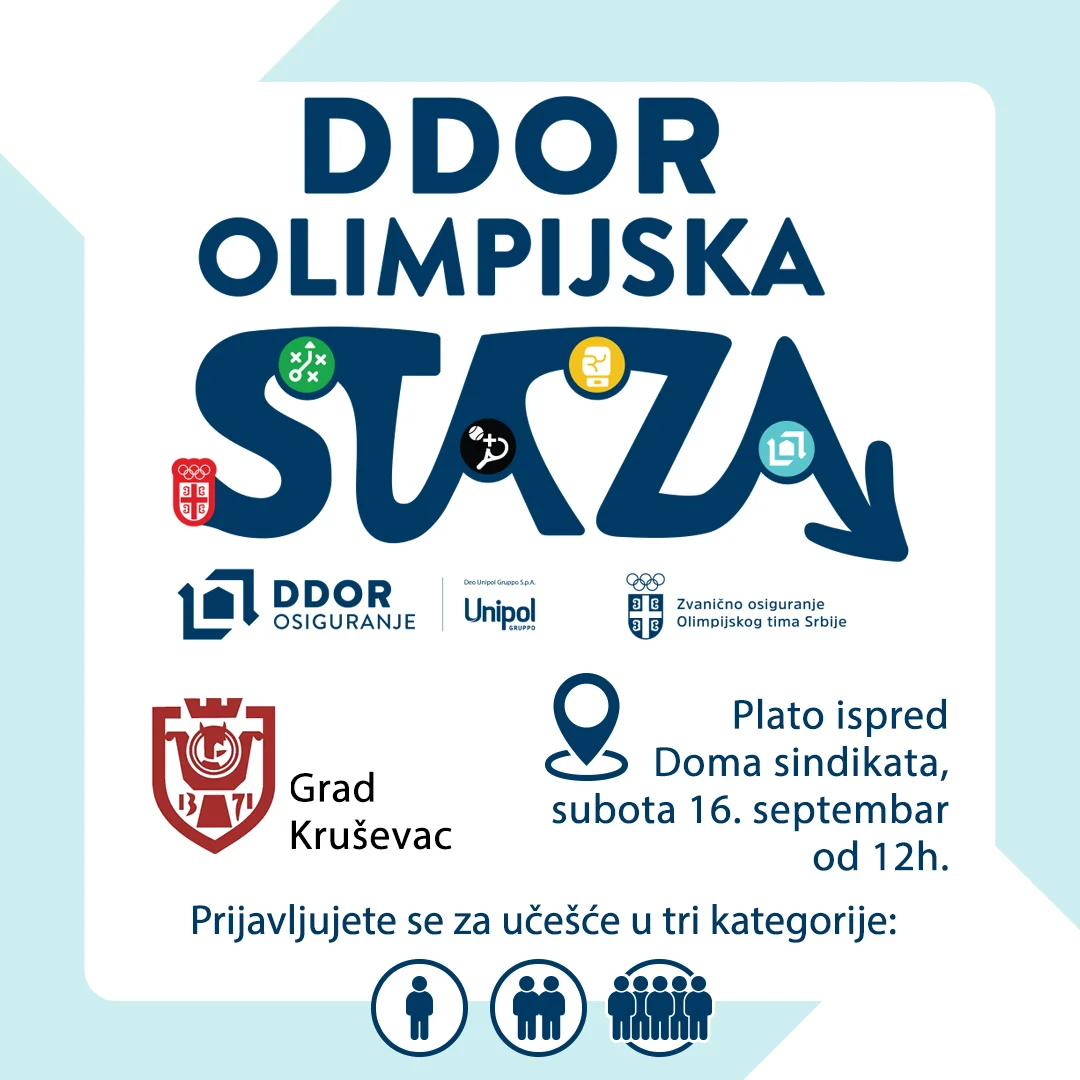 poziv na edukativno promotivnu manifestaciju "Olimpijska staza" Kruševac subota 16.09.2023.